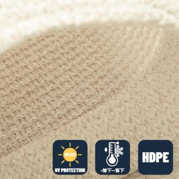 SUNNY GUARD Sun Shade Sail 6.5' x 10' Rectangle Cream UV Block Sunshade for Backyard Yard Deck Patio Garden Outdoor Activities and Facility(We Make Custom Size)