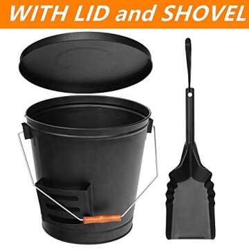 Nouva 5.15 Gallon Ash Bucket with Lid & Shovel Set