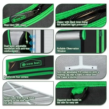 Green Hut 96x48 inch Lightproof Grow Tent for Indoor Gardening