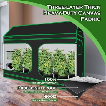 Green Hut 96x48 inch Lightproof Grow Tent for Indoor Gardening