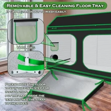 Green Hut 96x48 inch Lightproof Grow Tent for Indoor Gardening