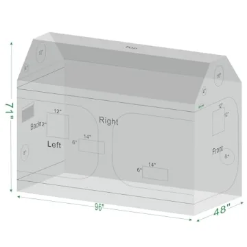 Green Hut 96x48 inch Lightproof Grow Tent for Indoor Gardening