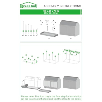 Green Hut 96x48 inch Lightproof Grow Tent for Indoor Gardening