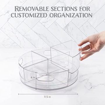 Oizeir Clear Acrylic Turntable - 4-Sections for Easy Organization