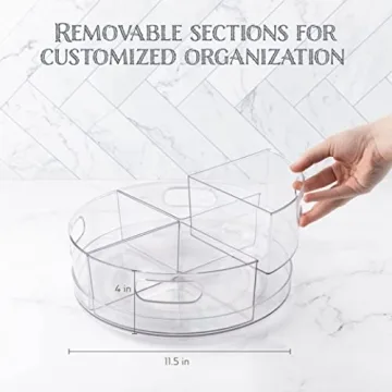 Oizeir Clear Acrylic Turntable - 4-Sections for Easy Organization