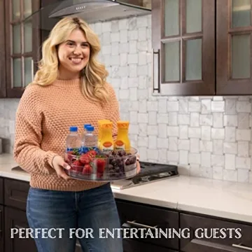 Oizeir Clear Acrylic Turntable - 4-Sections for Easy Organization