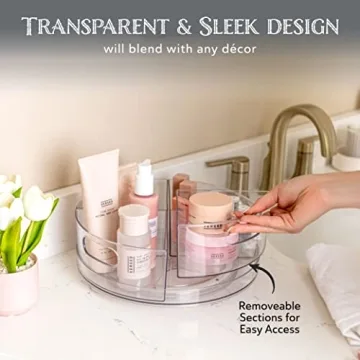 Oizeir Clear Acrylic Turntable - 4-Sections for Easy Organization