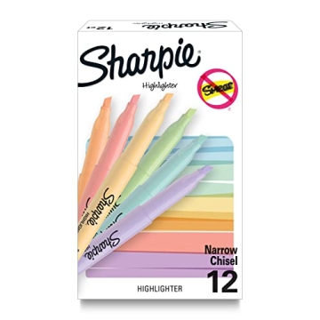 Sharpie Pocket Highlighters Mild Pastel 12-Count Chisel Tip
