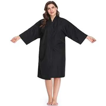 Salon Robes Smock for Clients, Hair Salon Client Gown Cape, Black