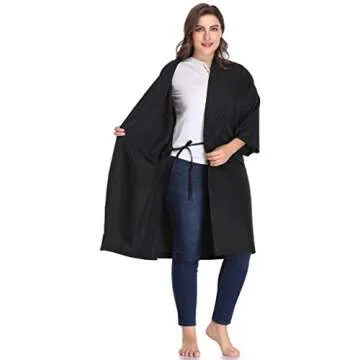 Salon Robes Smock for Clients, Hair Salon Client Gown Cape, Black