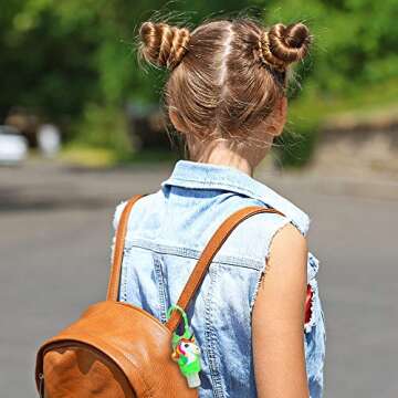 KINIA 8 Pack Empty UNICORN Kids Hand Sanitizer Travel Size Keychain Carriers, 8-1 fl oz Flip Cap Reusable Portable Empty Bottles (8-Variety Pack UNICORN)