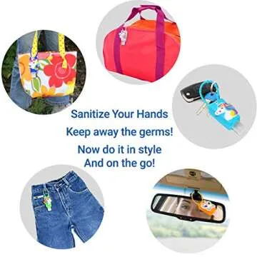 KINIA 8 Pack Empty UNICORN Kids Hand Sanitizer Travel Size Keychain Carriers, 8-1 fl oz Flip Cap Reusable Portable Empty Bottles (8-Variety Pack UNICORN)