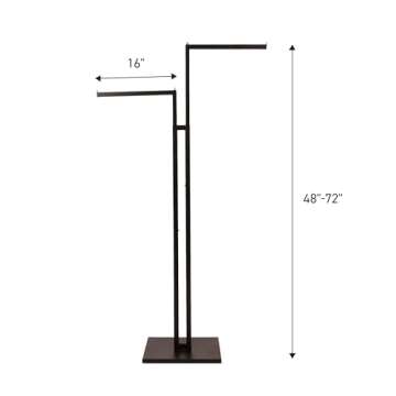 SSWBasics Black 2-Way Adjustable Clothing Rack with Straight Arms and Chrome Accents - Adjustable Fr...