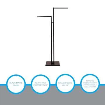 SSWBasics Black 2-Way Adjustable Clothing Rack with Straight Arms and Chrome Accents - Adjustable From 48" to 72" - Great for Retail, Restaurants, and Home Storage