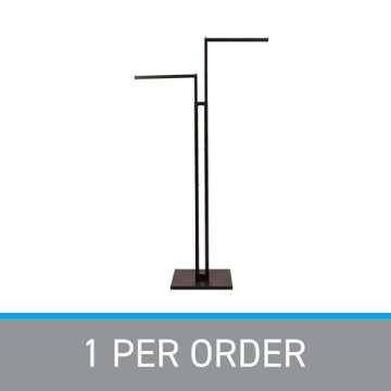 SSWBasics Black 2-Way Adjustable Clothing Rack with Straight Arms and Chrome Accents - Adjustable From 48" to 72" - Great for Retail, Restaurants, and Home Storage