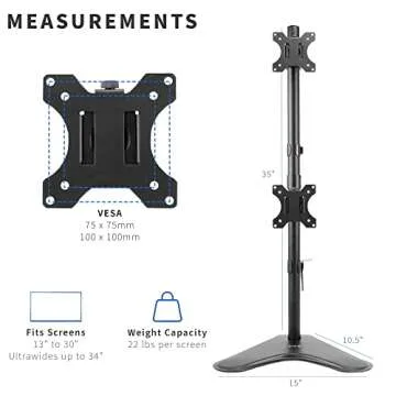 VIVO Dual Monitor Desk Stand - Durable Free-Standing Mount