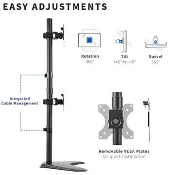 VIVO Dual Monitor Desk Stand - Durable Free-Standing Mount