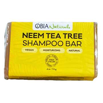 OBIA Naturals Neem Oil & Tea Tree Oil Solid Shampoo Bar for All Hair Types - Vegan, Sulfate Free, Si...