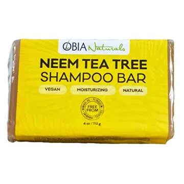 OBIA Naturals Neem Oil & Tea Tree Oil Solid Shampoo Bar for All Hair Types - Vegan, Sulfate Free, Si...