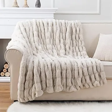 Elegant Faux Rabbit Fur Throw Blanket - Luxury Concepts 50" x 60"