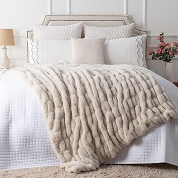 Elegant Faux Rabbit Fur Throw Blanket - Luxury Concepts 50" x 60"