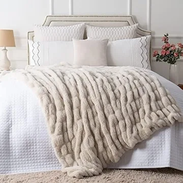 Elegant Faux Rabbit Fur Throw Blanket - Luxury Concepts 50" x 60"