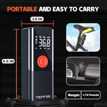 Teffim Tire Inflator with Digital Gauge & LED Light