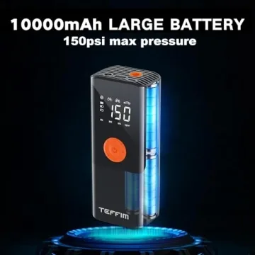Teffim Tire Inflator with Digital Gauge & LED Light