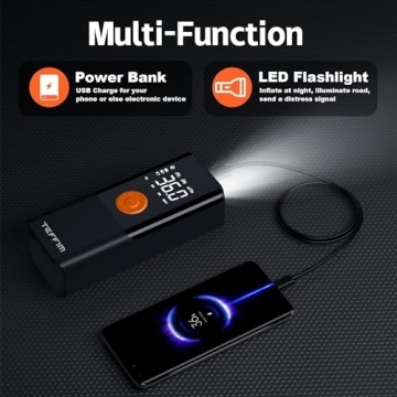 Teffim Tire Inflator with Digital Gauge & LED Light