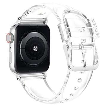 iiteeology Compatible with Apple Watch Band 46mm 45mm 44mm 42mm, Transparent Clear Soft Silicone iWa...