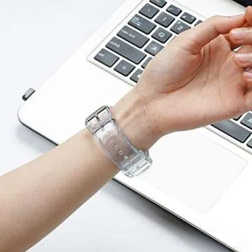 iiteeology Compatible with Apple Watch Band 46mm 45mm 44mm 42mm, Transparent Clear Soft Silicone iWatch Bands for Women Series 1-10, Clear Band + Silver Connector