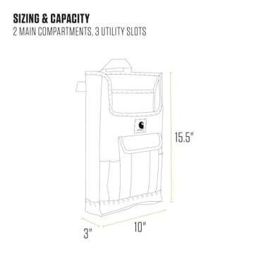 Carhartt Front Seat Car Organizer, Passenger Seat Storage & Organization for Books, Files, Folders, Laptop & More, Front Seat Organizer (Black)