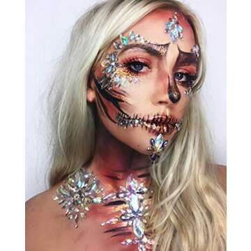 Face Jewels Gems Tattoo Stickers, Wotwre Rhinestone Eyes Body Tattoos Stick On Glitter for Festival Party, 6 Sets (Temporary Tattoo)