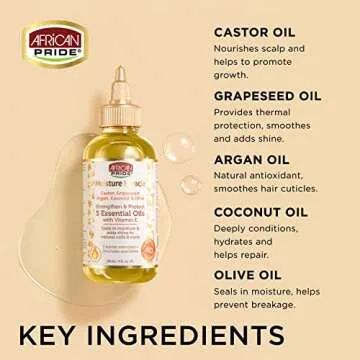 African Pride Moisture Miracle 5 Essential Oils - Nourishing Blend for Hair Growth & Shine, 4 oz (3 ...