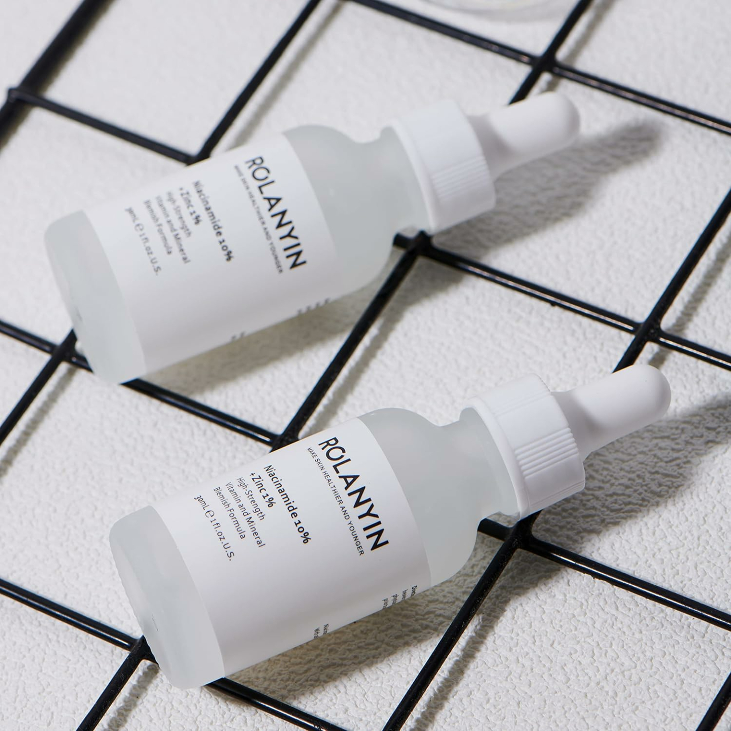 ROLANYIN Niacinamide 10% + Zinc 1% Serum for Oil Control and Acne Treatment AND ROLANYIN Hyaluronic Acid 2% + B5 30ml Hydration Support Formula with Ultra-Pure Vegan Hyaluronic Acid and Vitamin B5