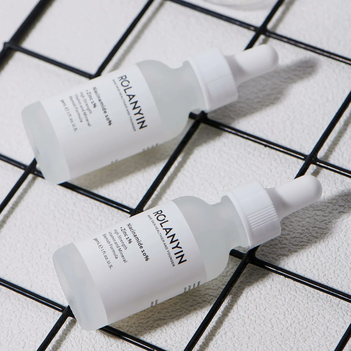 ROLANYIN Niacinamide 10% + Zinc 1% Serum for Oil Control and Acne Treatment AND ROLANYIN Hyaluronic Acid 2% + B5 30ml Hydration Support Formula with Ultra-Pure Vegan Hyaluronic Acid and Vitamin B5