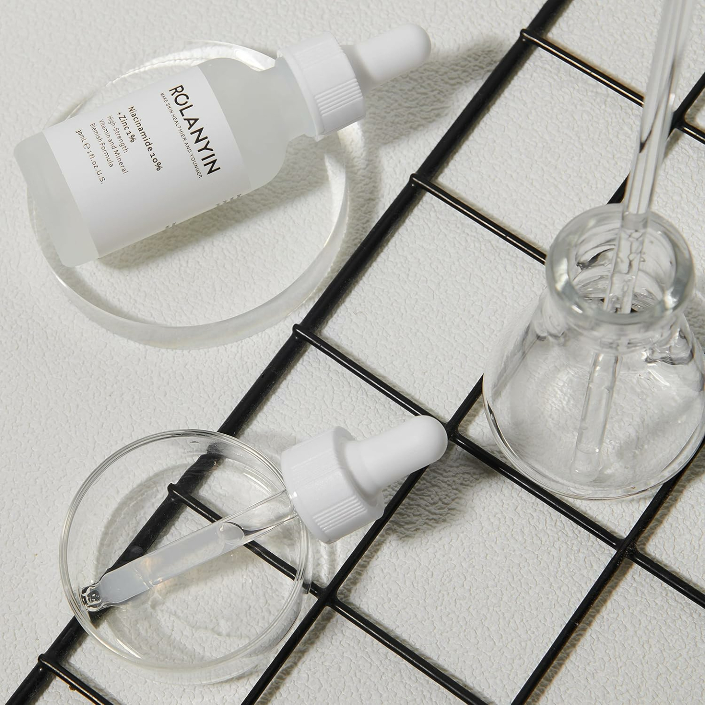 ROLANYIN Niacinamide 10% + Zinc 1% Serum for Oil Control and Acne Treatment AND ROLANYIN Hyaluronic Acid 2% + B5 30ml Hydration Support Formula with Ultra-Pure Vegan Hyaluronic Acid and Vitamin B5