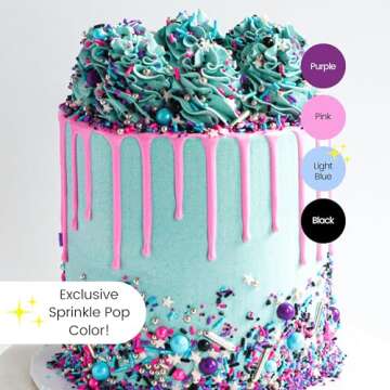 Milky Way Sprinkles Mix| Sprinkles Made In USA By Sprinkle Pop| Pink Black Blue Purple Sprinkles Wit...