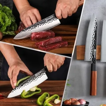 KEEMAKE Japanese 8 Inch Chef Knife 440C Stainless Steel Rosewood Handle
