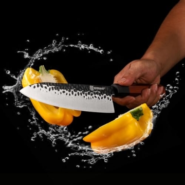 KEEMAKE Japanese 8 Inch Chef Knife 440C Stainless Steel Rosewood Handle