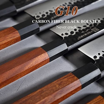 KEEMAKE Japanese 8 Inch Chef Knife 440C Stainless Steel Rosewood Handle