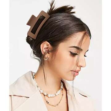 Canitor Hair Claw Clips for Women - 4 PCS Matte French Design Rectangular Barrette Banana Non-Slip C...