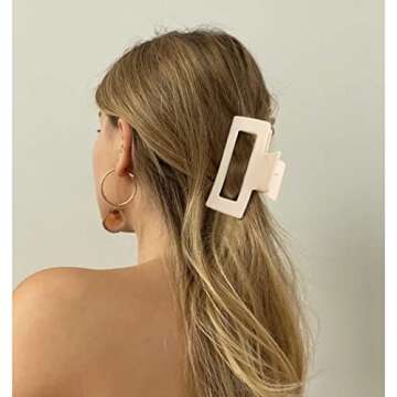 Canitor Hair Claw Clips for Women - 4 PCS Matte French Design Rectangular Barrette Banana Non-Slip Clips for Thick Hair