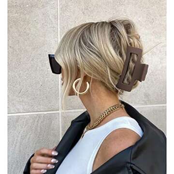 Canitor Hair Claw Clips for Women - 4 PCS Matte French Design Rectangular Barrette Banana Non-Slip Clips for Thick Hair