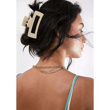 Canitor Hair Claw Clips for Women - 4 PCS Matte French Design Rectangular Barrette Banana Non-Slip Clips for Thick Hair