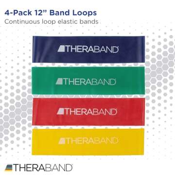 THERABAND Resistance Band Loop Set, Pack of 4, 12 Inch Band Loop Kit for Legs & Butt Workouts, Begin...