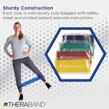 THERABAND Resistance Band Loop Set, Pack of 4, 12 Inch Band Loop Kit for Legs & Butt Workouts, Beginner to Advanced Levels for Exercise, Rehab, Physical Therapy, Stretching, & Strength Training