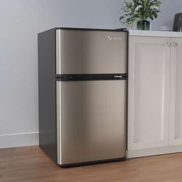 EdgeStar CRF321SS 3.1 Cu. Ft. Energy Star Compact Fridge/Freezer with Reversible Doors