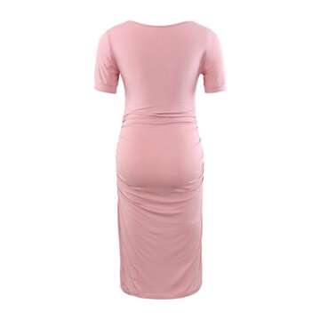 Peauty Maternity Dress Maternity Dress Summer Maternity Dress for Photoshoot Maternity Dress for Baby Shower Summer Maternity Clothes Summer (Dusty Pink S)