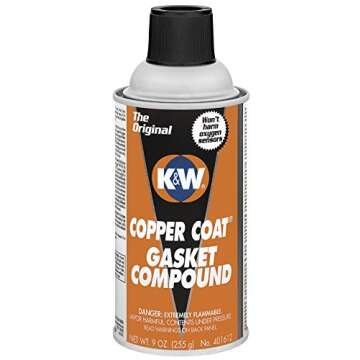 K&W 401612 Copper Coat Aerosol - 9 Wt Oz High Tack Sealant for Metallic, Hard Surfaces, Rubber Gaske...